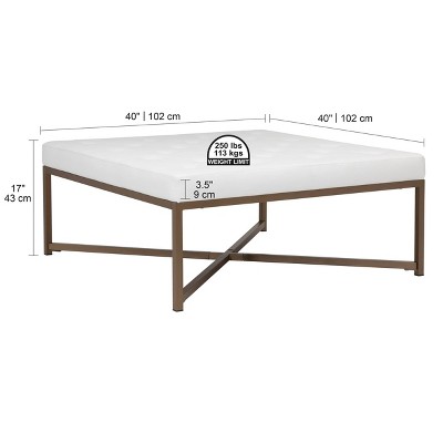 Camber Modern Large Tufted Square Ottoman - Bronze White