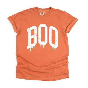 Simply Sage Market Women's Boo Distressed Short Sleeve Garment Dyed Tee - 1 of 4