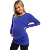 Coolmee Maternity Shirt Long Sleeve Basic Top Ruch Sides Bodycon Tshirt for Pregnant Women with Button - 4 of 4