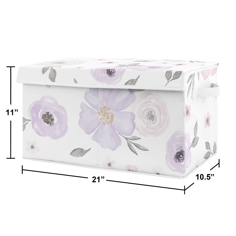 Sweet Jojo Designs Girl Fabric Storage Toy Bin Watercolor Floral Purple Pink and Grey, 4 of 6