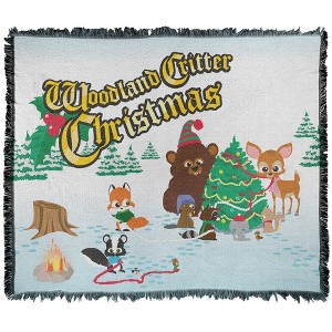 South Park Woodland Critter Christmas Blanket 50"x60" Woven Tapestry - 1 of 4