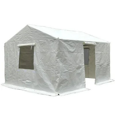 DOMETOUR 12'x14' Waterproof Hardtop Gazebo Cover with Sidewalls & Mesh Windows, All-Season Outdoor Enclosure, White