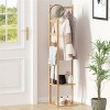 Versatile 4-in-1 Bamboo Clothes Coat Stand Space-saving Hat Shoe Rack Garment Shelf with Hanging Rail Hooks for Hat, Bag, Hoodies, Jacket - 2 of 4