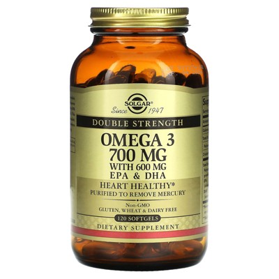 Solgar Omega-3, EPA & DHA, Double Strength, 700 mg, 120 Softgels