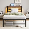 Platform Bed Frame, Heavy Duty Bed Frame with Headboard and USB Charging Station, Noise Free Metal LED Bed Frame for Bedroom, No Box Spring Needed - 4 of 4