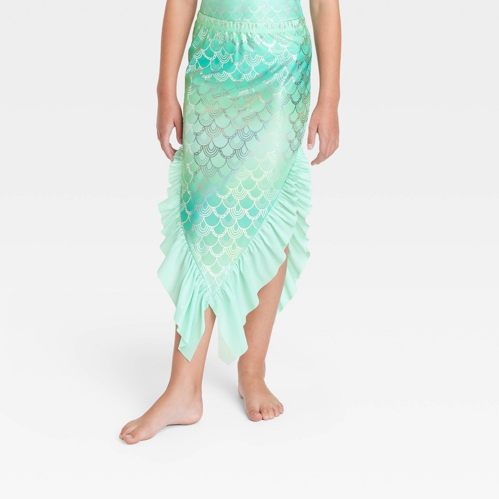 Girls' Solid Mermaid Tail Swimsuit Cover Up - Cat & Jack ? Green L