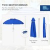 Outsunny 5.7' Portable Beach Umbrella with Tilt, Adjustable Height, 2 Cup Holders & Hooks, UV 40+ Ruffled Outdoor Umbrella with Vented Canopy, Blue - 2 of 4