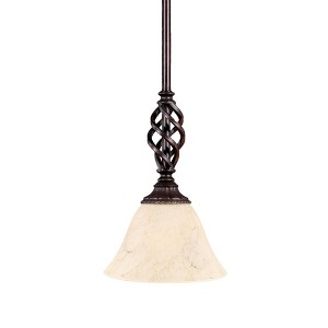 Toltec Lighting Elegante 1 - Light Pendant in  Dark Granite with 7" Italian Marble Shade - 1 of 1
