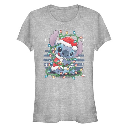 Junior's Lilo & Stitch Alien Christmas Lights T-Shirt - image 1 of 4