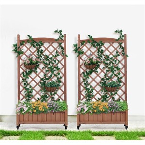 YONWAY Raised Garden Bed, Elevated Wooden Planter Box for Outdoor Plants Flowers Fruits Vegetable Herb Growing - 1 of 4