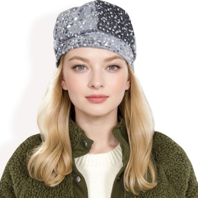 Anna-Kaci Women's Sequin Velvet Beret with Sparkling Embellishments and Comfortable Satin-Lined Interior