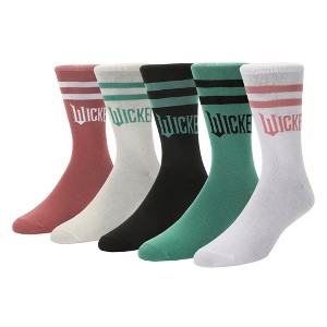 Wicked Part 2 Text Logo Women’s 5-Pair Pack Casual Crew Socks - 1 of 4