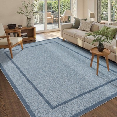 Rugs for Living Room Border Area Rug Non Slip Durable Floor Washable Carpet for High Traffic Areas Indoor Rug for Kitchen Kids Playroom