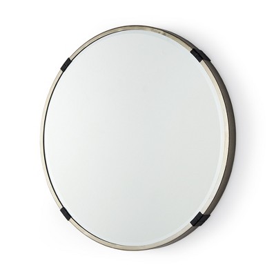 HomeRoots 24" Gold And Black Metal Round Framed Accent Mirror