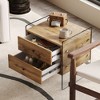 NicBex Modern 2-layer Square Coffee Table with Storage, Tempered Glass Sides & Wooden Drawer/Shelf,Center Table for Living Room - 3 of 4