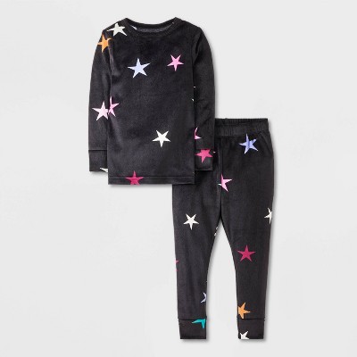 Image of Toddler Boys' 2pc Snuggly Soft Snug Fit Stars Pajama Set - Cat & Jack™ Black 12M