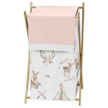 Sweet Jojo Designs Girl Laundry Hamper  White Taupe and Pink
