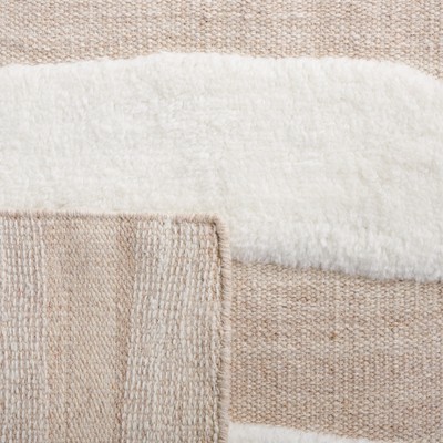 Ivory Beige Hand-Knotted Wool Shag Area Rug 4' x 6'
