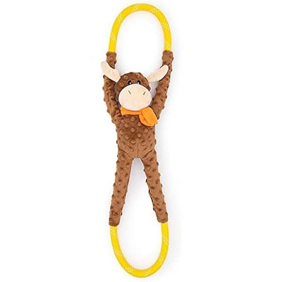ZippyPaws RopeTugz - Durable Dog Pull Rope Toy, Interactive Tug of War, Squeaky Pet Products, Heavy Duty Climbing Rope - Moose