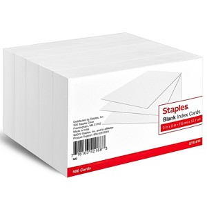 Staples 3" x 5" Blank White Index Cards 500/Pack (51010) 233593 - 1 of 4