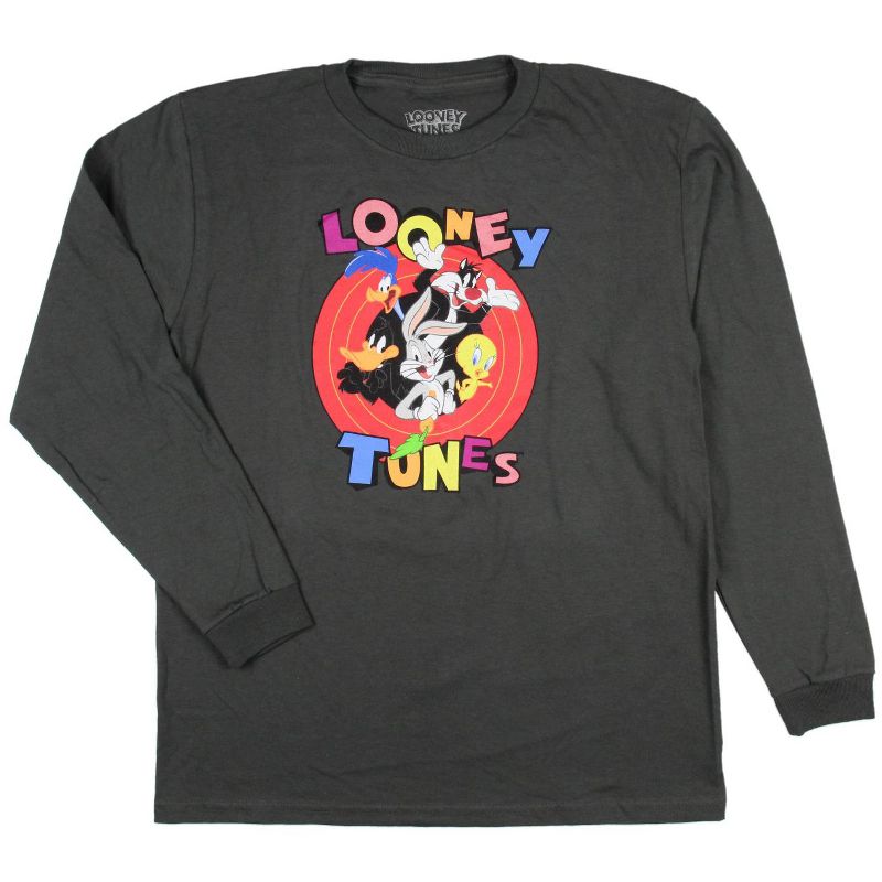 Looney Tunes Boys' Character Circle Logo Long Sleeve Graphic T-Shirt, 1 of 5