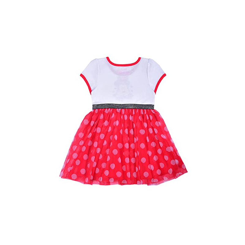 Disney Girl's Minnie Mouse Birthday Girl Dress with Polka Dot Tulle Skirt for Kids, 2 of 3