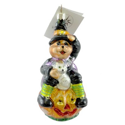 Christopher Radko Halloween Cheer Ornament Pilgrim Pumpkin Cat  -  Tree Ornaments