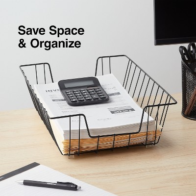 Black Metal Wire Front Loading Legal Size Letter Tray