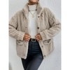 Women's Long Plush Coat Lapel Collar Button Down Long Sleeve Jacket with Pockets - 3 of 4