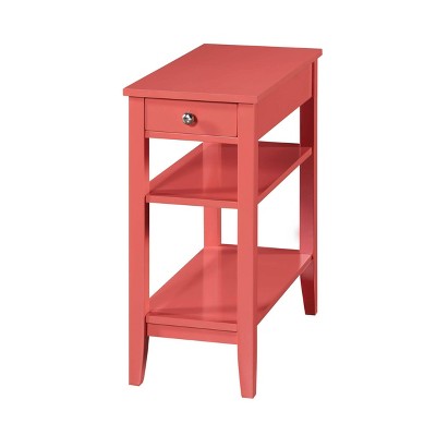 American Heritage 1 Drawer Chairside End Table with Shelves Coral - Breighton Home