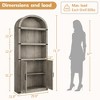 Bookshelf, 5 Shelf Arched Bookcase - 71.65in Tall Wooden Bookshelf, Farmhouse Display Rack for Home Office/Living Room (Rustic Gray) - 2 of 4