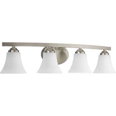 Brushed Nickel 4-Light Wall Sconce with Etched Glass Shades