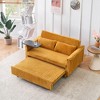 Dual functions corduroy sofa with pull-out and push-in, equipped with a movable tabletop and USB ports for use in living rooms bedrooms - 4 of 4