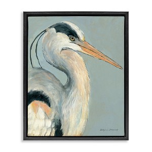 Stupell Industries Egret Bird Wildlife Animal Portrait Black Floater Framed Canvas Wall Art - 1 of 4