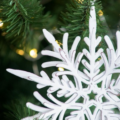TopComfy Decorative Object Iron Snowflake Hangers Intricate Design for Holiday Party Decorations, White, 6.1"*1.8"*6.3"