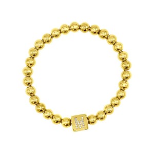 Adornia 14k Gold Plated Initial Cube Stretch Bracelet - 1 of 3