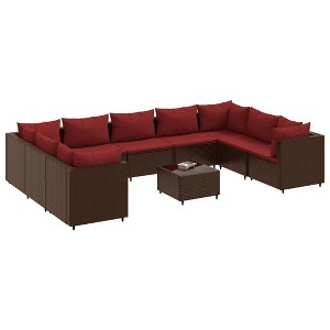 vidaXL Patio Lounge Set Brown PE Rattan Large Modular Patio Lounge Set - 1 of 4
