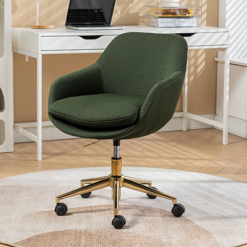 Mesh Fabric Home Office 360°Swivel Chair Adjustable Height With Gold Metal Base, Home Office Height Adjustable High Back Chair-The Pop Home, 3 of 10