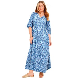 June + Vie by Roaman's Women's Plus Size Boho Maxi Dress - 1 of 4