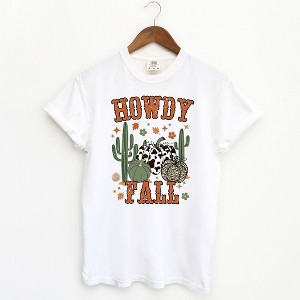 Simply Sage Market Women's Howdy Fall Cactus Short Sleeve Garment Dyed Tee - 1 of 2