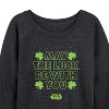 Women's - Star Wars - St. Patricks Day May Luck Be With You Lightweight French Terry Wide Neck Long Sleeve Shirt - 2 of 4