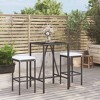 vidaXL Patio Bar Set Outdoor Garden Table with Stool with Cushions Poly Rattan - Black 27.6" Table Length 2 Pieces - 2 of 4