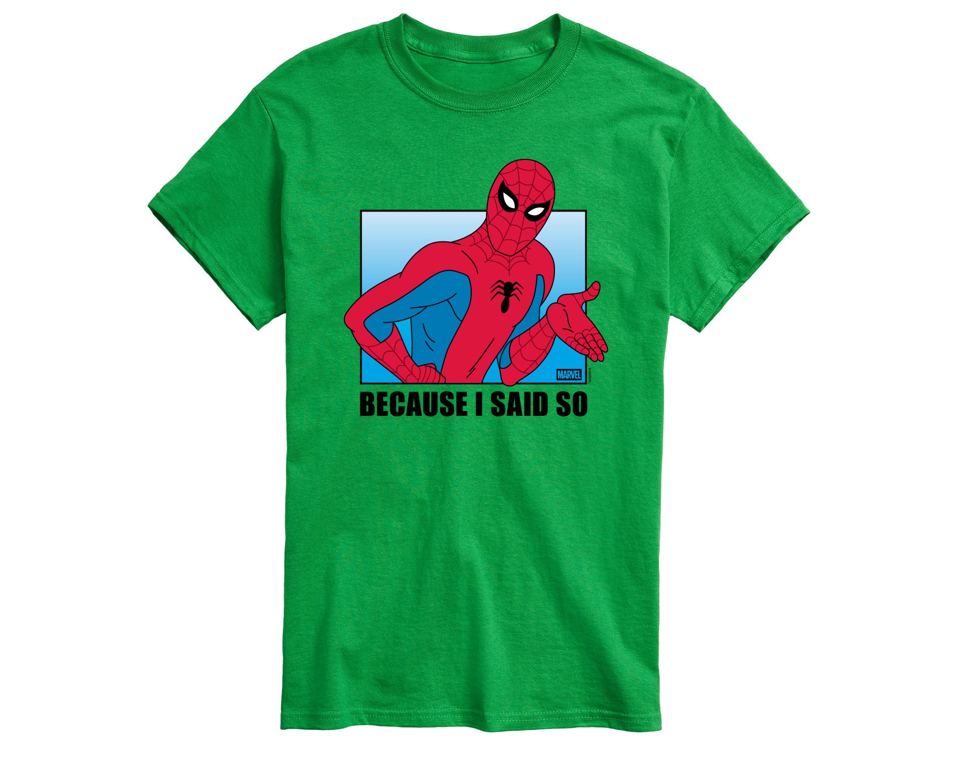 Men's Marvel Because I Said So Spiderman Short Sleeve Graphic T-Shirt - Green - 2X Big and Tall