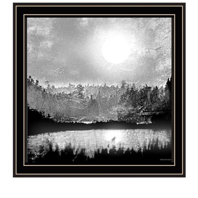 HomeRoots Big Moon Lake Black Framed Print Wall Art