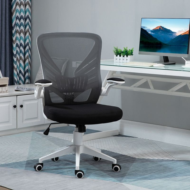 Vinsetto Mid-Back Mesh Home Office Chair Computer Task Ergonomic Desk Chair with Lumbar Back Support, Flip-Up Arm, and Adjustable Height, 3 of 10