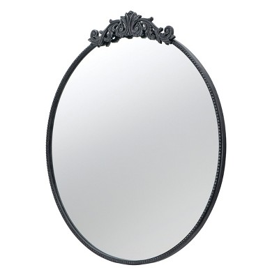 GlasFlength Decorative Wall Mirrors Baroque Inspired Full Length Mirror with Ornate Frame for Bathroom Living Room, Black, 36"*1.5"*38.5"