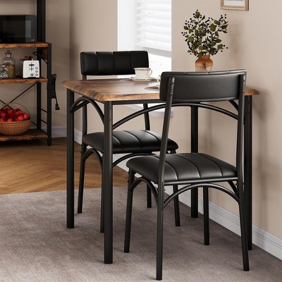 WhizMax Dining Table Set for 2, Square Dining Room Table Set with 2 Upholstered Chairs, 3 Piece Kitchen Table and Chairs, Kitchen Table Set