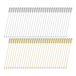 Unique Bargains DIY Clothing Accessories Suit Copper Long Needle Brooch Stick Pins Stopper Ends Flat Head - 1 of 4