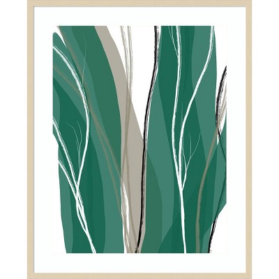 Sea Meadow IV Green and Beige Abstract Framed Wall Art