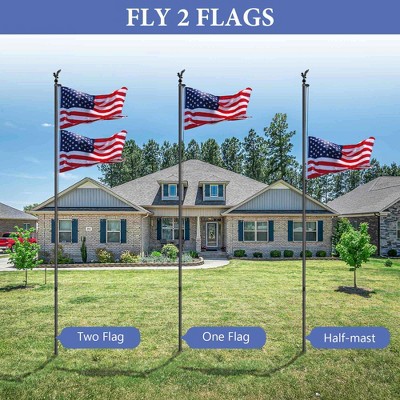 20 Ft Black Aluminum Flag Pole Kit with Eagle Topper